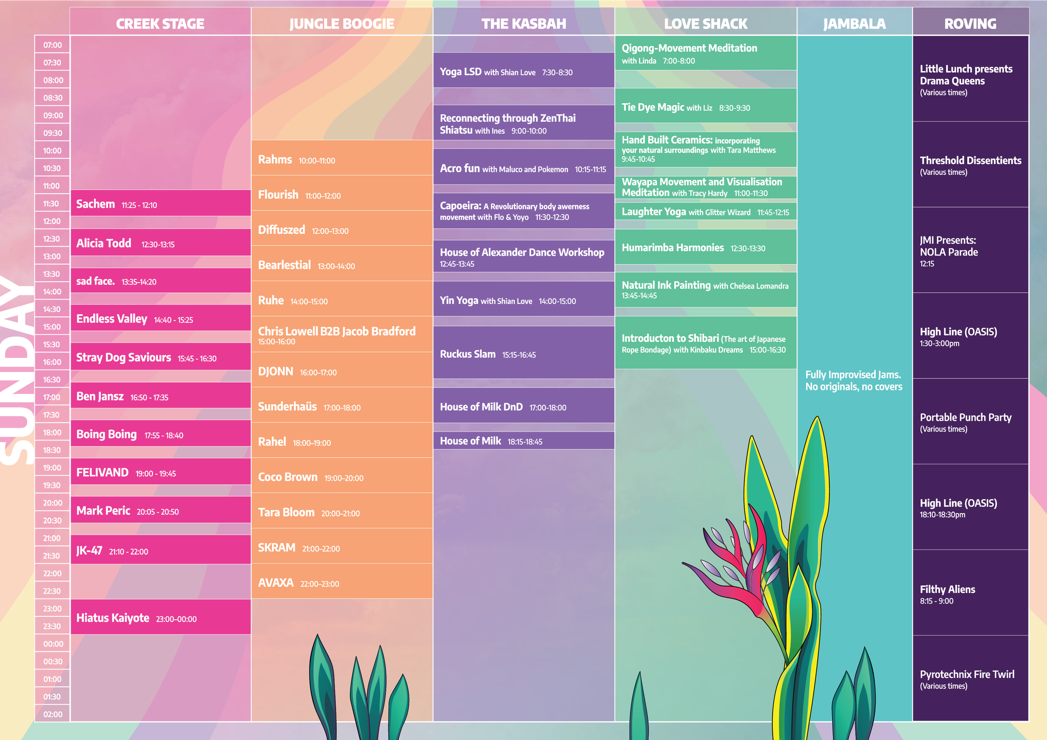 Jungle Love 2021 Sunday timetable