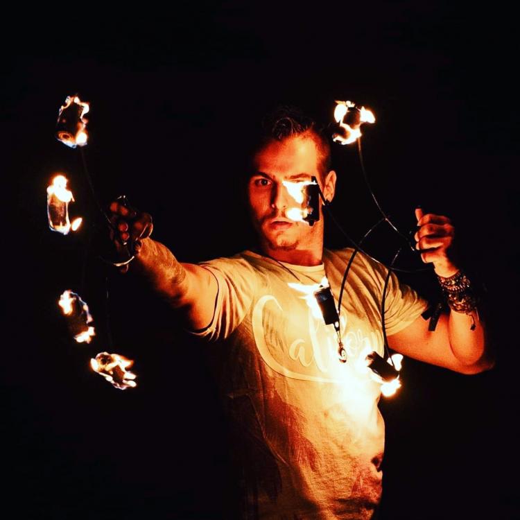 David performing fire play