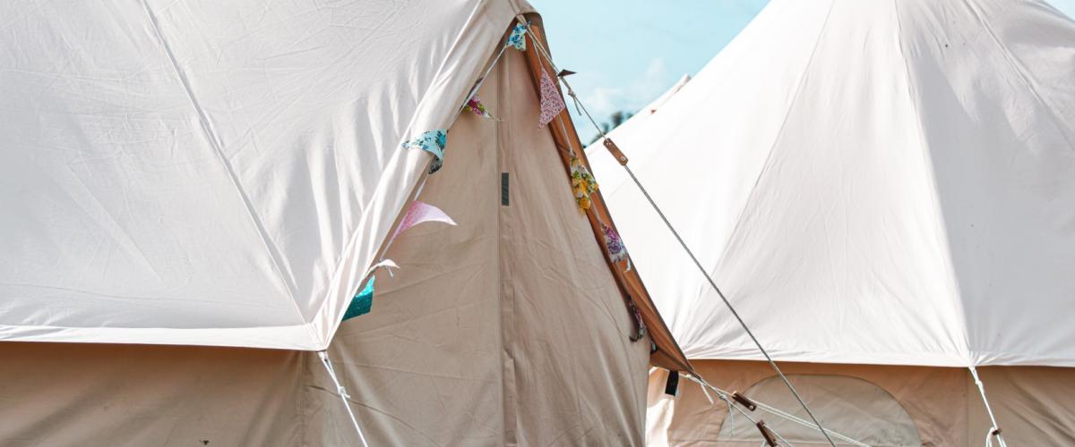 Bell Tents set up in a row